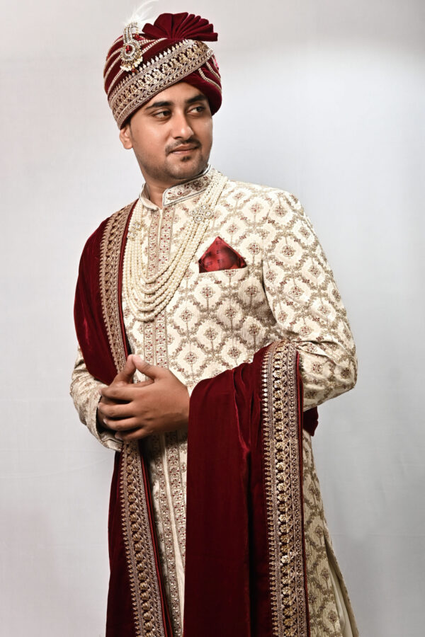 Royal Maroon Heritage Sherwani Set - Image 2