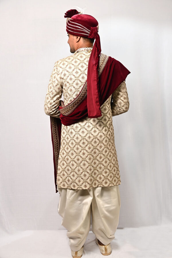 Royal Maroon Heritage Sherwani Set - Image 4