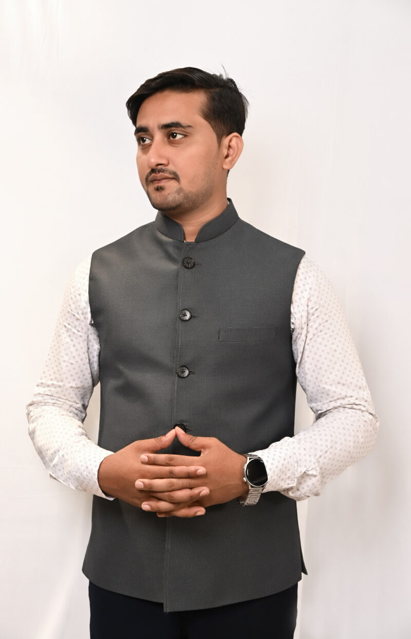 Grey Nehru Jacket for Men