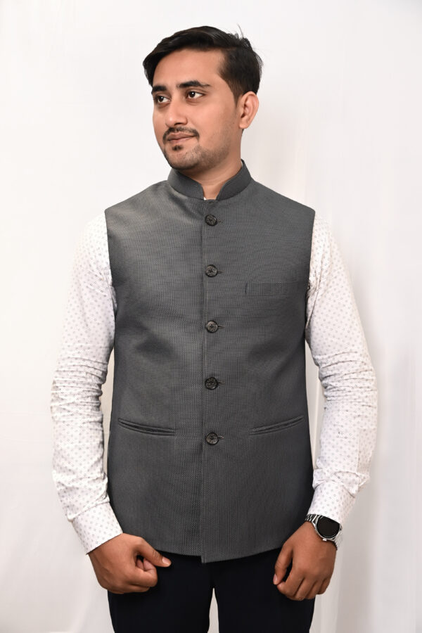 Grey Nehru Jacket for Men - Image 2