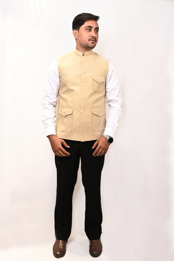 Beige Nehru Jacket for Men - Image 6