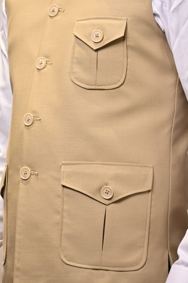 Beige Nehru Jacket for Men - Image 3