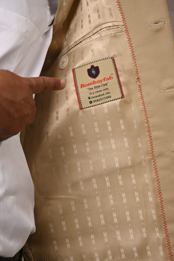 Beige Nehru Jacket for Men - Image 4