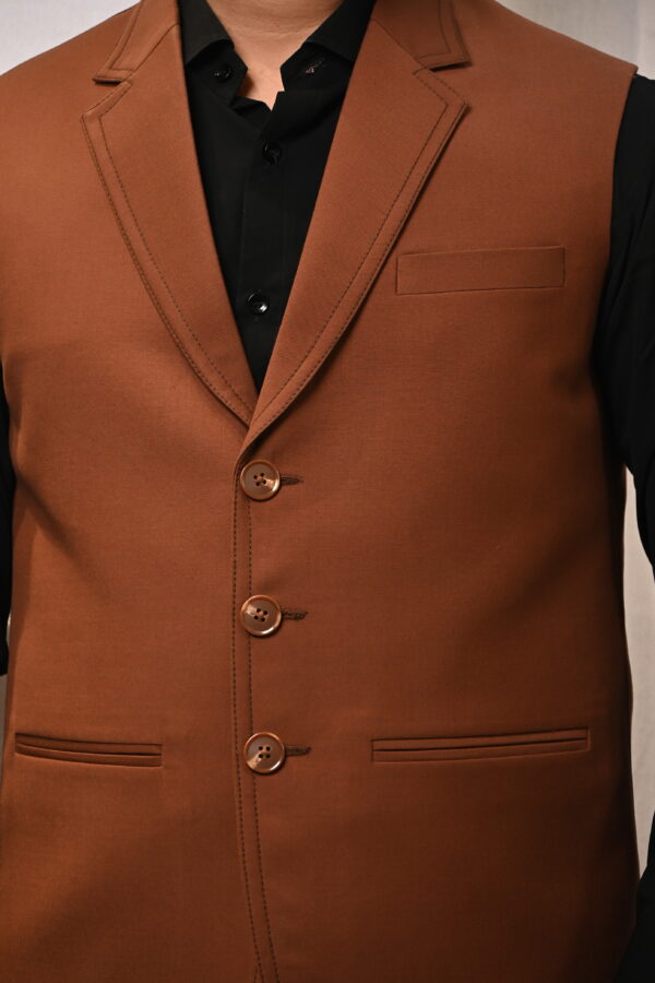 Brown Nehru Jacket for Men - Image 3