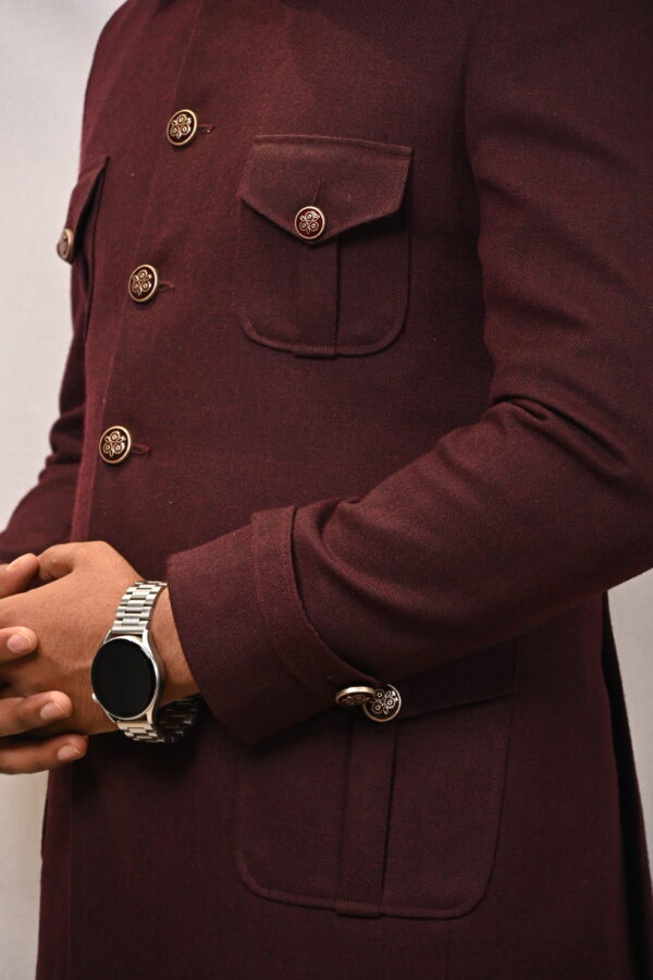 Men’s Maroon Utility Style Blazer - Image 4