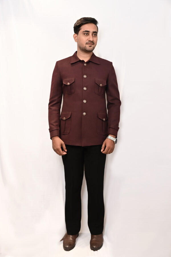 Men’s Maroon Utility Style Blazer - Image 3